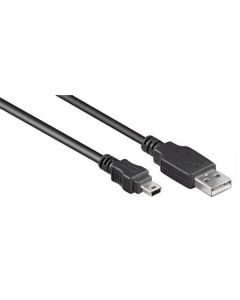 Inline USB A naar Mini USB B USB 2.0 kabel - 2 meter zwart