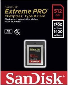 SanDisk 512GB CFexpress Extreme Pro 1700MB/s Type B geheugenkaart